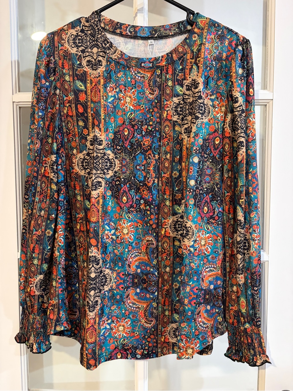 Boho Floral Long Sleeve Blouse Women’s Peasant Top Bohemian Cottagecore Smocked